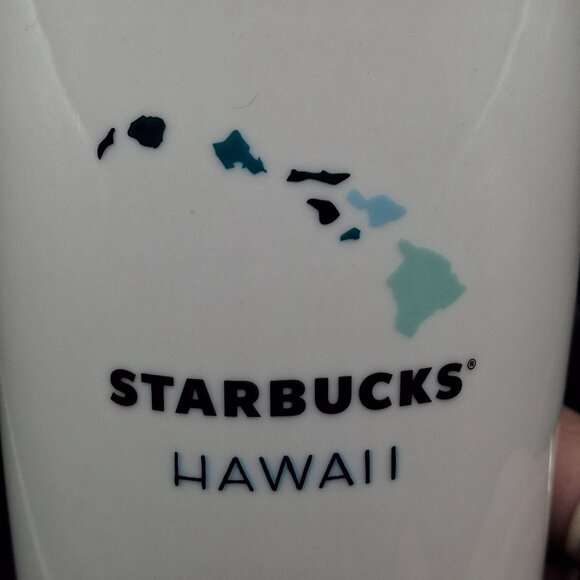 Starbucks Hawaii 12 Oz Ceramic Tumbler With Map Design & Green Siren Logo NO LID - Picture 3 of 5